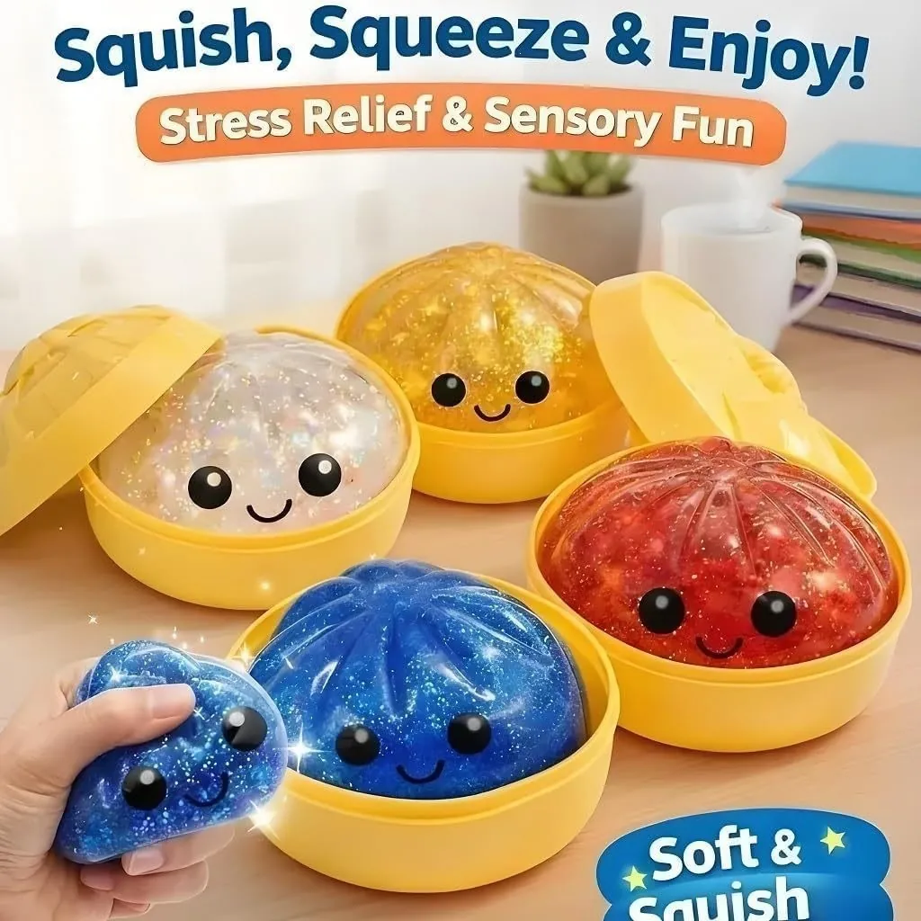 Simulazione Panino al Vapore Squishy Toy Carino Emoji Antistress Fidget Toy Con Vaporiera TPR Sensoriale Morbido Giocattolo