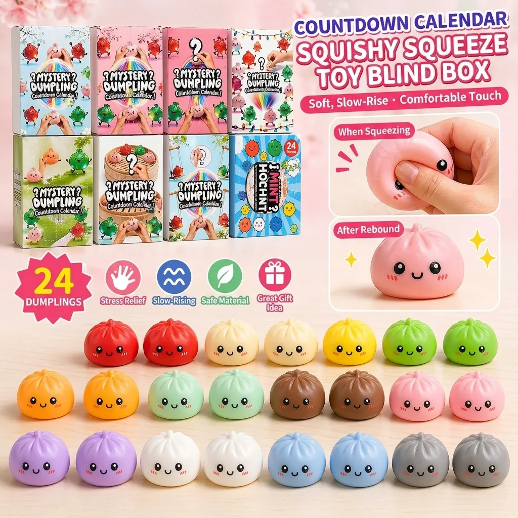 Mystery Dumpling Squishy Toy Stress Relief Cartoon Baozi Decompression Fidget Toy Cute Soft Rubber Sensory Toy For Gift