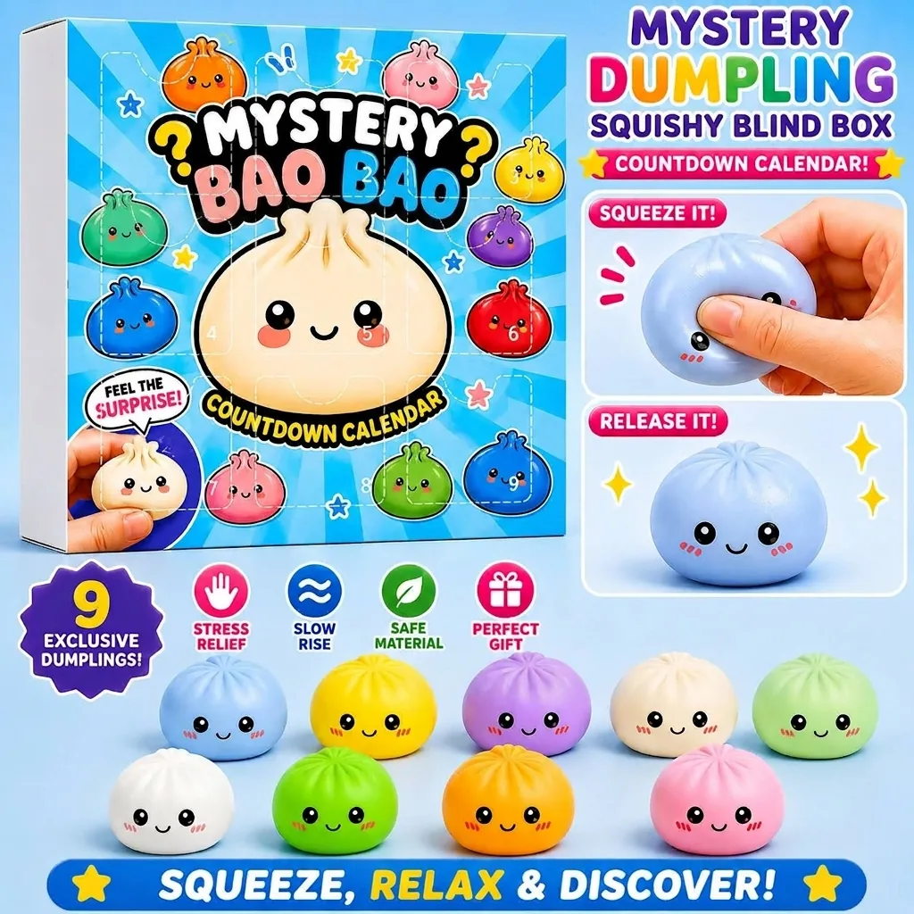 Mystery Dumpling Squishy Caja Ciega Calendario de Cuenta Regresiva Fidget Set Juguete Alivio Estrés Lindo Bao Bao Regalo