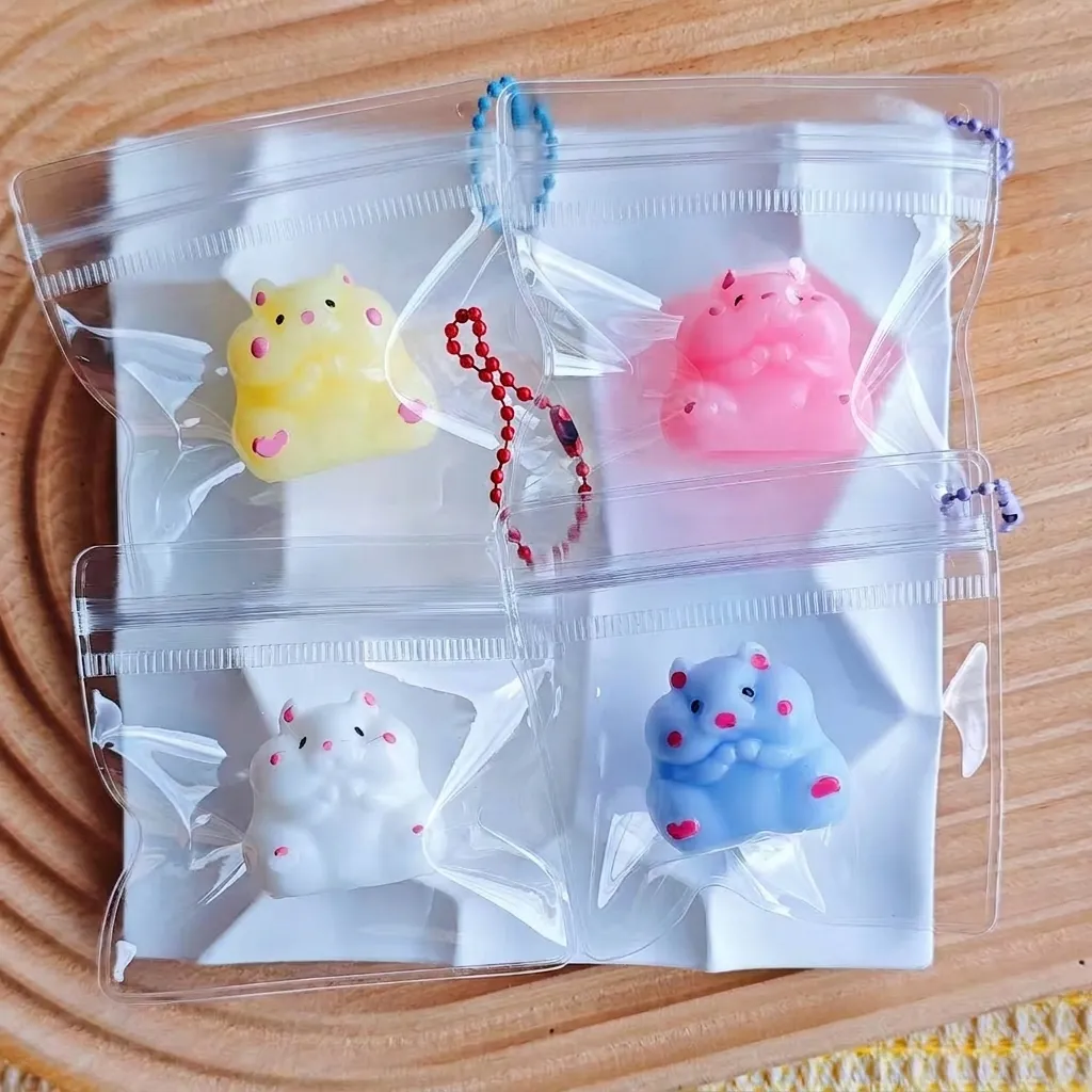 Cute Mini Hamster Squishy Toy Stress Relief Animal Squeeze Toy For Kids Adults TPR Soft Rubber Hamster Pendant Keychain Gift