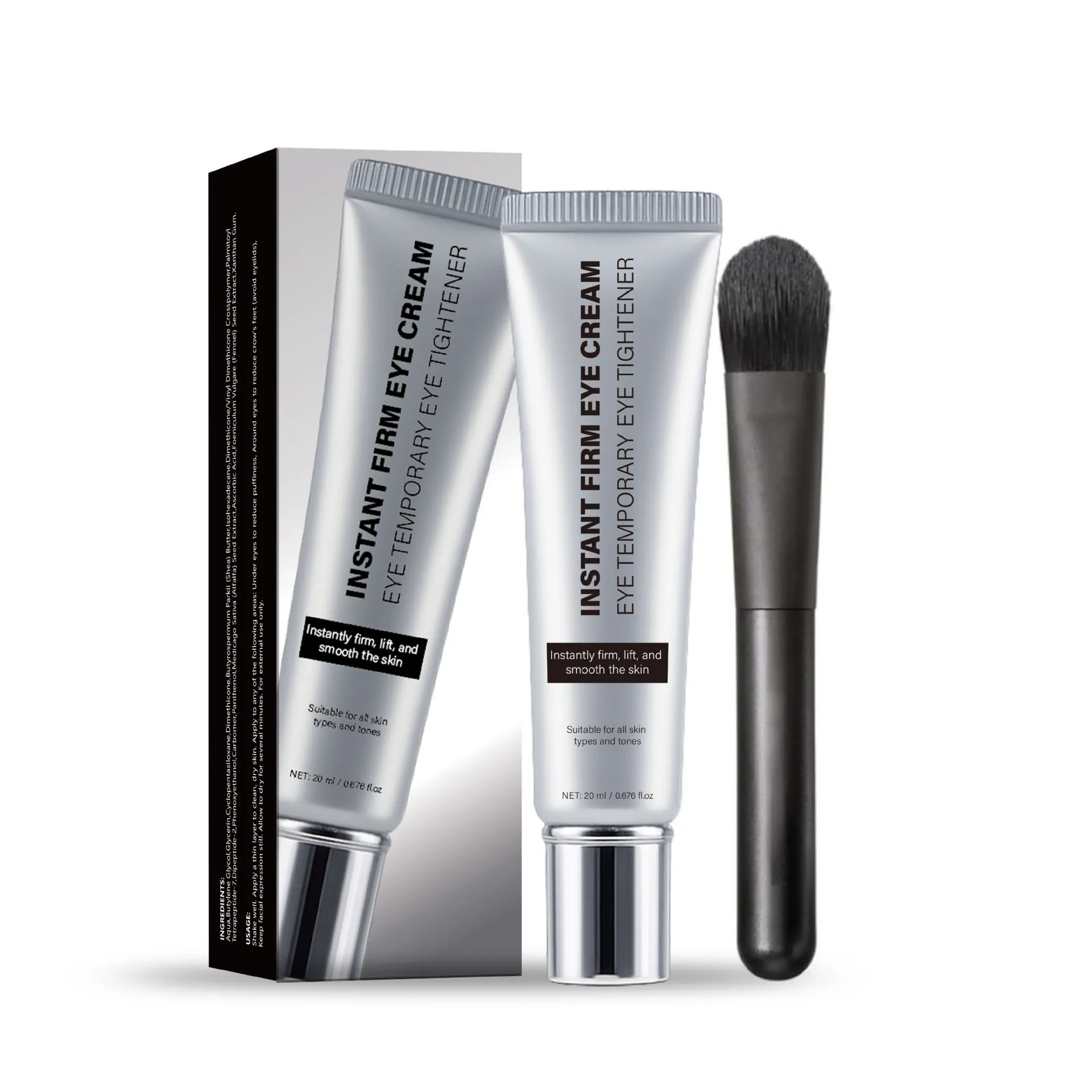 Instant Eye Tightener Liquid With Applicator Brush Fast Acting Eye Cream For Wrinkles Fine Lines Puffiness Removal Eye Serum