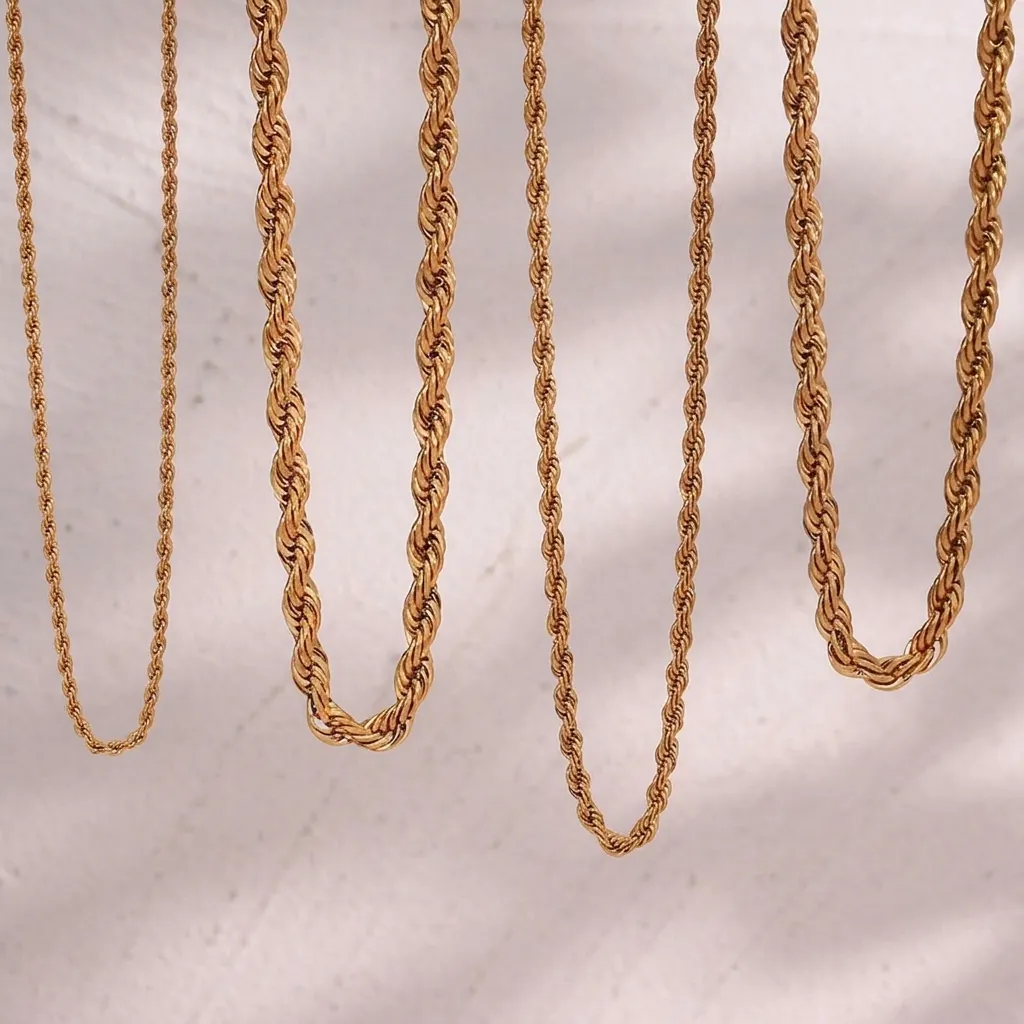 Fashion Stainless Steel 18K Gold Plated Rope Chain Necklace For Women Twisted Link Jewelry Bracelet Anklet Daily Accessory