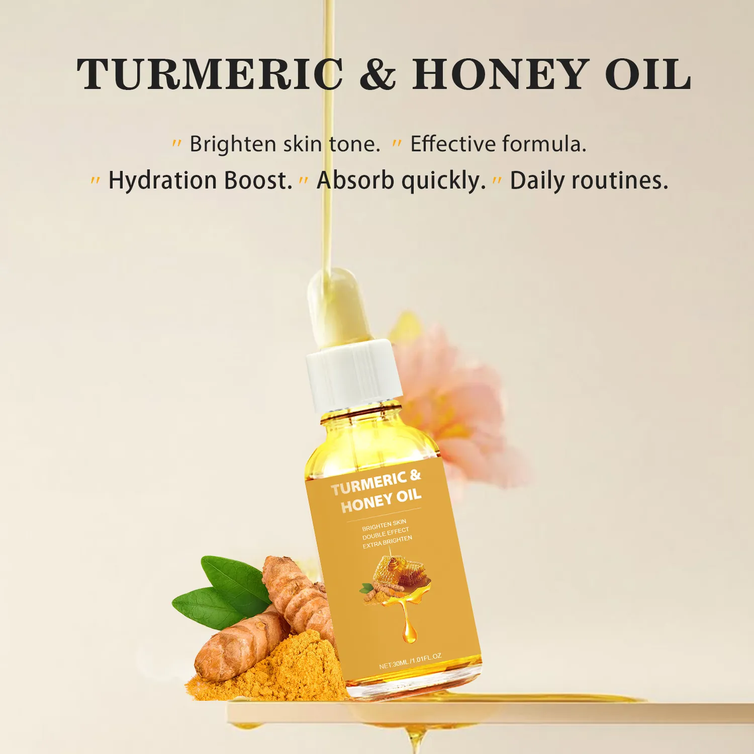 Turmeric Honey Essential Oil Moisturizing Brightening Face Serum For Dark Spots Skin Care Natural Facial Oil Turmeric Honey Hydrating Essence