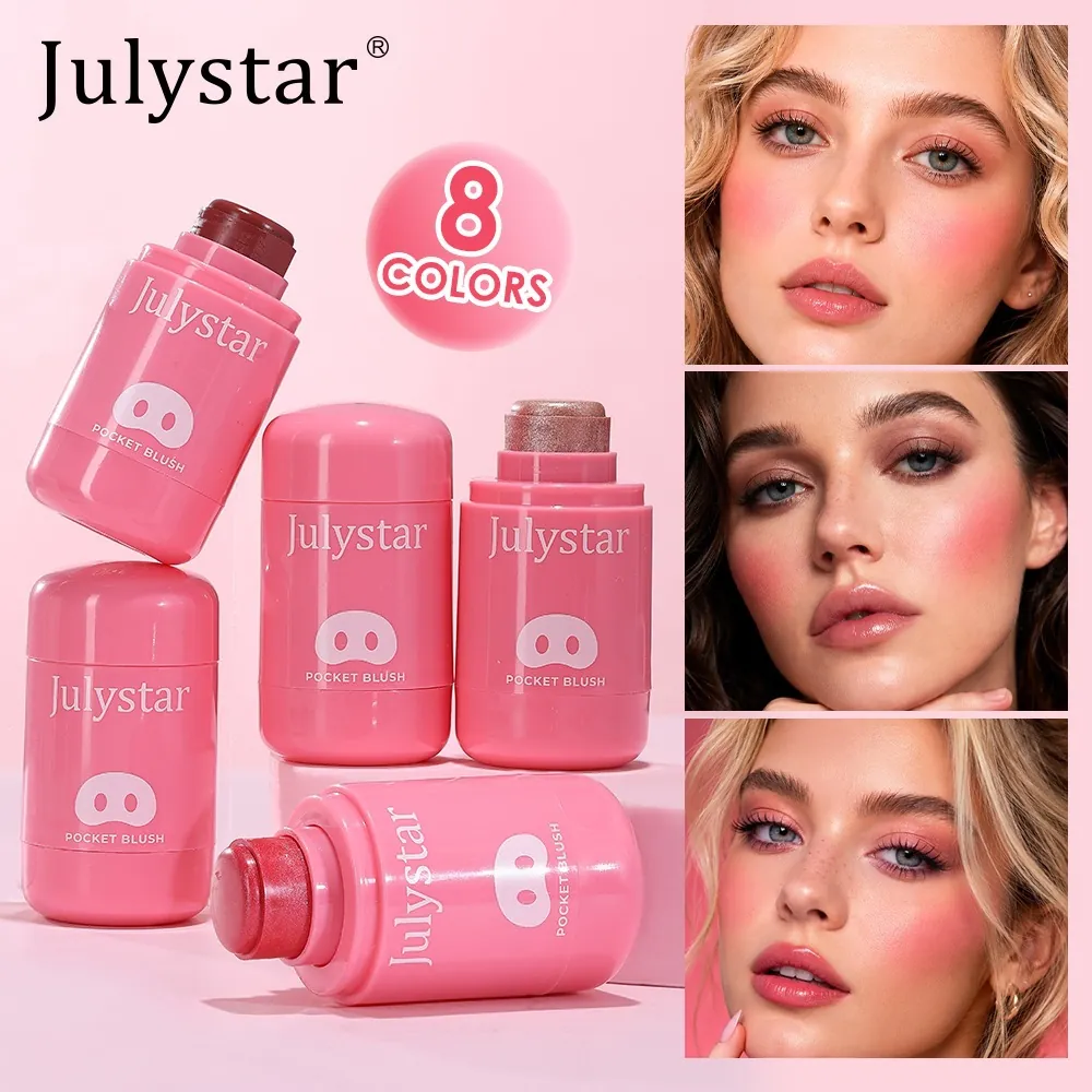 Julystar Pocket Blush Stick For Lips And Cheeks Natural Dewy Finish Colors Waterproof Long Lasting Cream Blush Makeup
