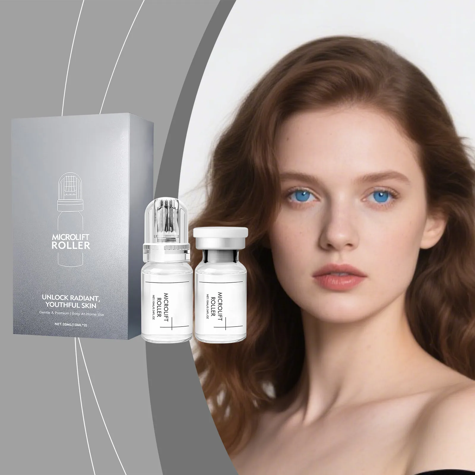 Microlift Roller Face Brightening Serum Set Moisturizing Anti Wrinkle Essence Smoothing Skin Care Kit For Women Radiant Skin