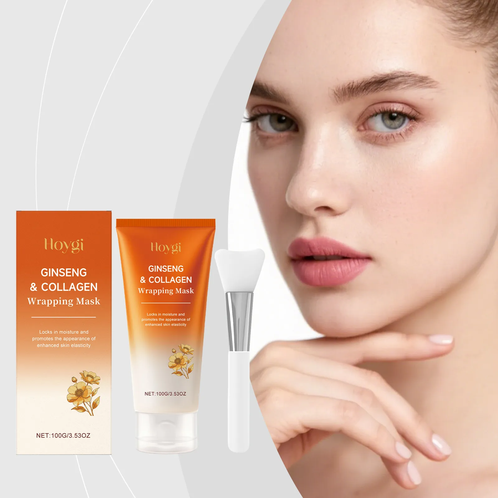 HOYGI Μάσκα Peel-Off με Τζίνσενγκ και Κολλαγόνο Βαθύς Καθαρισμός Ενυδατική Συσφικτική Μάσκα Προσώπου Με Πινέλο Σιλικόνης Γυναικεία Φροντίδα