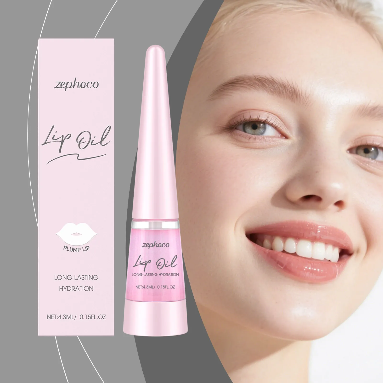 Olio per Labbra Nutriente Rosa Zephoco Idratante Volumizzante Lucidalabbra Con Acido Ialuronico Vitamina E Per Labbra Morbide