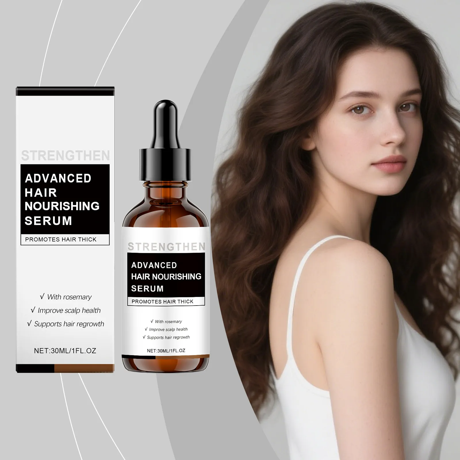 Sérum Nourrissant Cheveux au Romarin Soin Cuir Chevelu Traitement Croissance Essence Soyeuse Pour Hommes Femmes