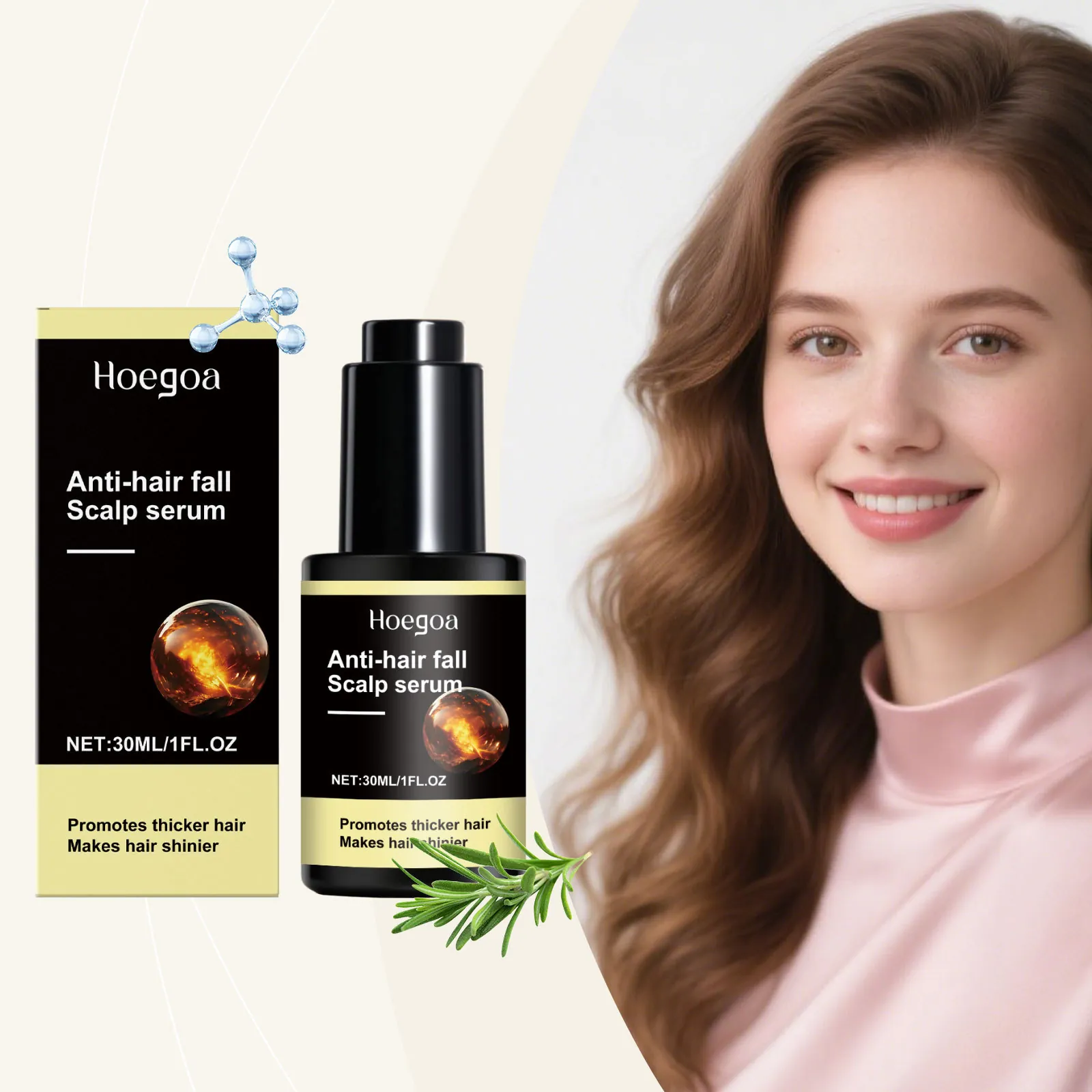 HOEGOA Anti Hair Fall Scalp Serum Rosemary Ginger Oil Nourishing Strengthening Shiny Hair Treatment For Women Men Daily Care