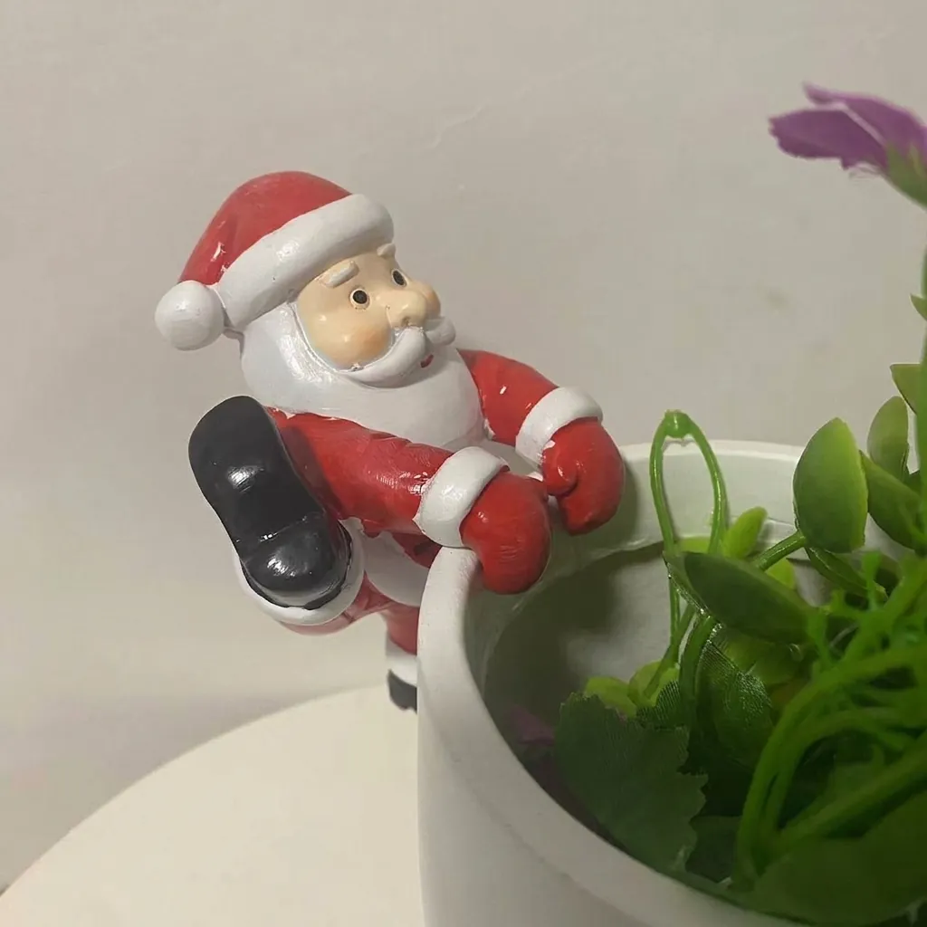 Harz Weihnachten Weihnachtsmann Schneemann Blumentopfhänger Figur Dekorative Blumenvase Hänger Garten Haus Desktop Ornament Geschenk