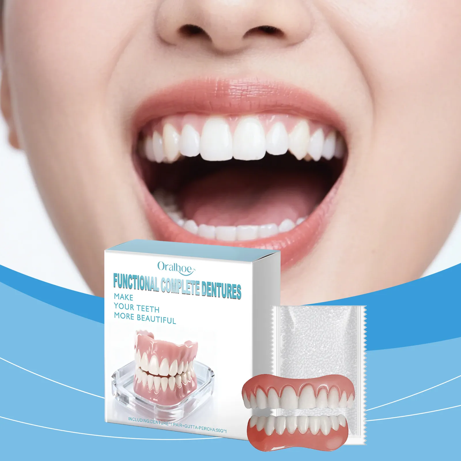 Oralhoe False Teeth Modification Kit Functional Complete Dentures With Gutta Percha Natural Smile Teeth Veneers For Adults