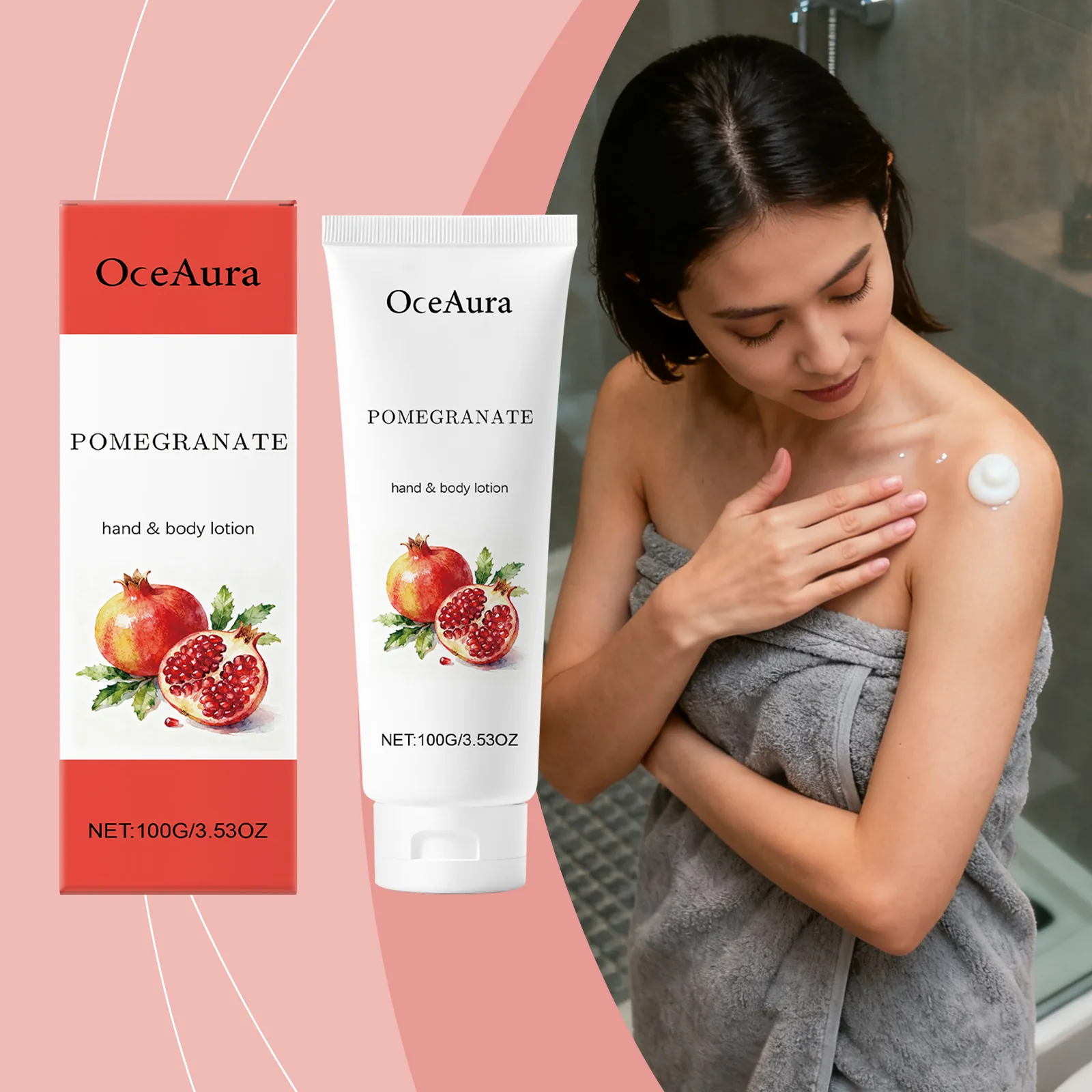 OceAura Granatapfel Körperlotion Feuchtigkeitsspendend Niacinamid Hyaluronsäure Pflegende Hand Körperpflege Tägliche Feuchtigkeitscreme
