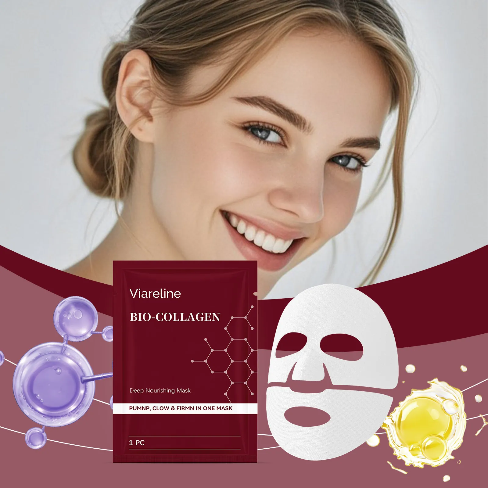 Μάσκα Προσώπου Viareline Bio-Collagen Βαθιάς Θρέψης για Ενυδάτωση Λάμψη Σύσφιξη και Καθημερινή Περιποίηση Δέρματος