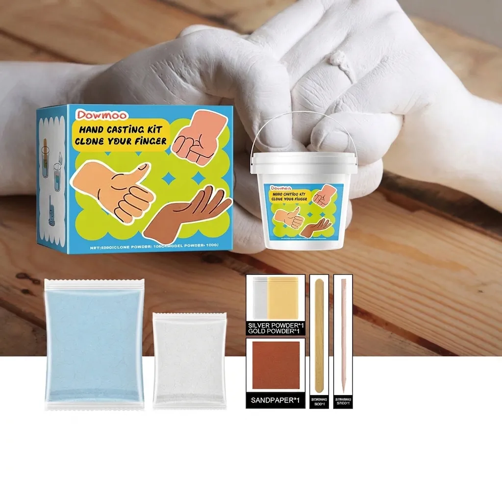 DOWMOO Kit Calco Mani Fai da Te 3D Set Ricordo per Coppie Anniversario Matrimonio Calco Mani e Piedi Neonato Kit Artigianale in Resina Gesso