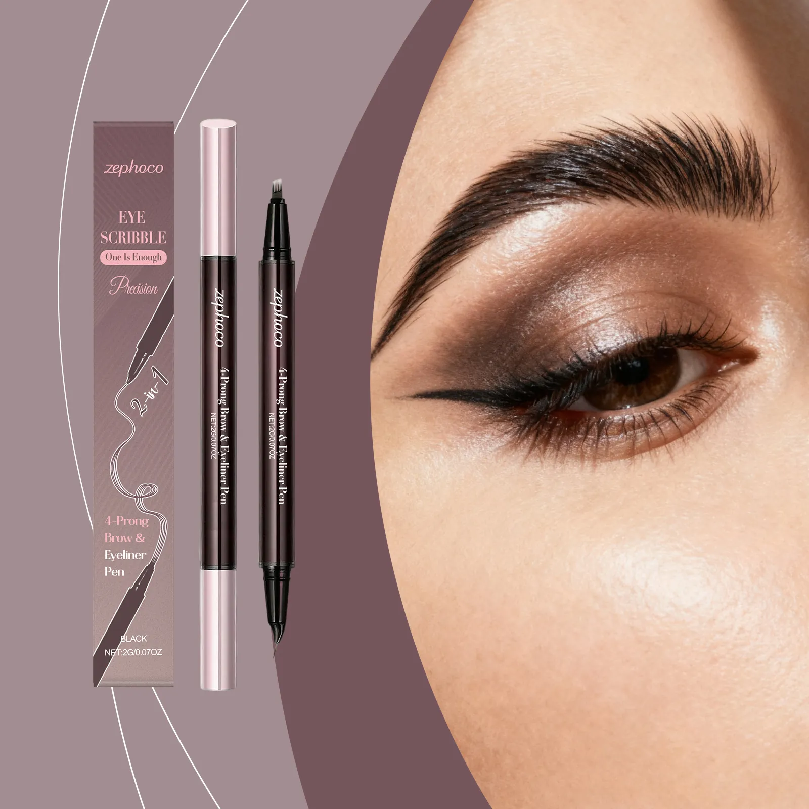 Matita Per Sopracciglia Liquida Nera A Doppia Punta E Eyeliner Per Donna Strumento Per Il Trucco Degli Occhi Naturale A Lunga Durata Impermeabile