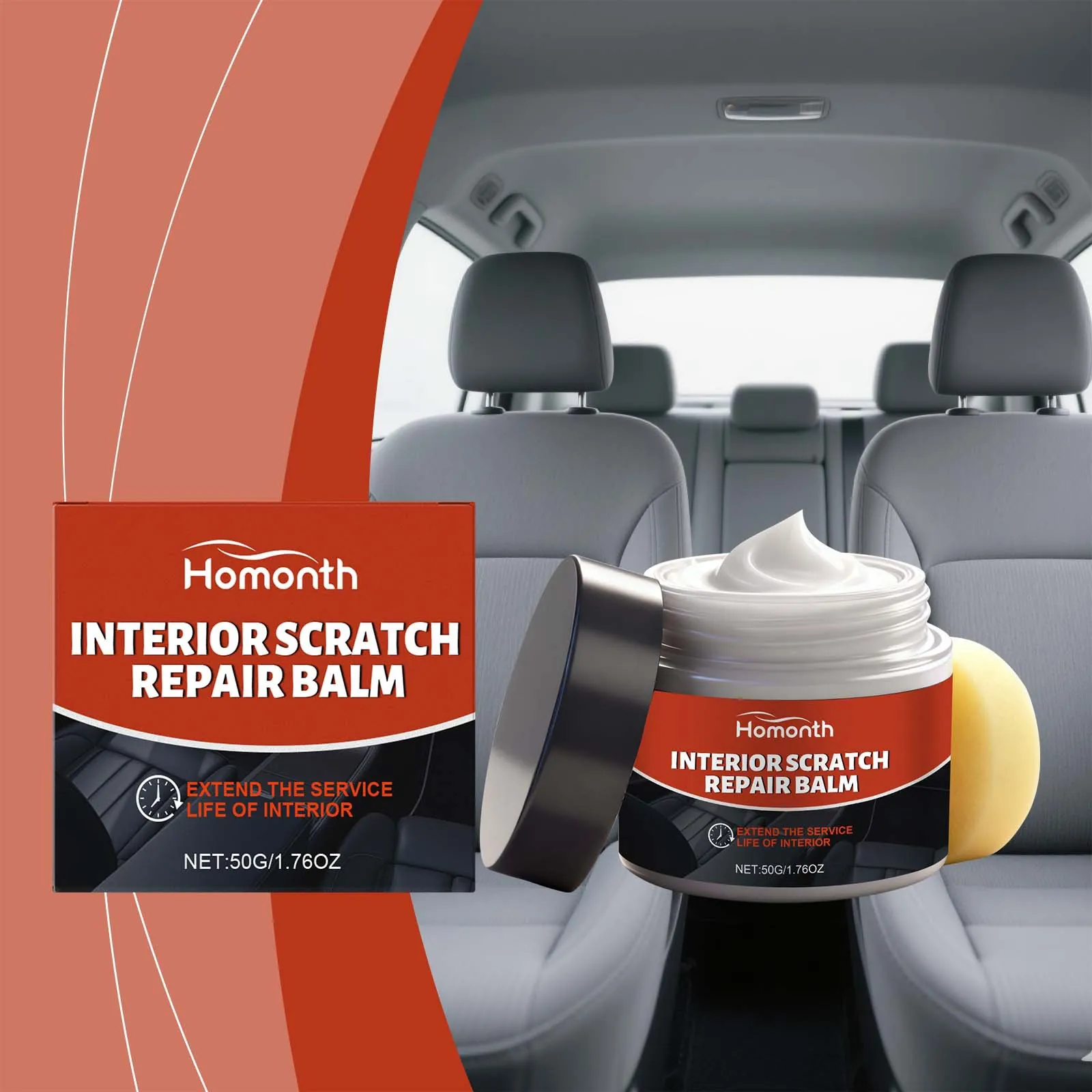Bálsamo Profesional para Reparación de Arañazos en Interiores de Coche Crema de Restauración de Cuero Con Esponja de Limpieza