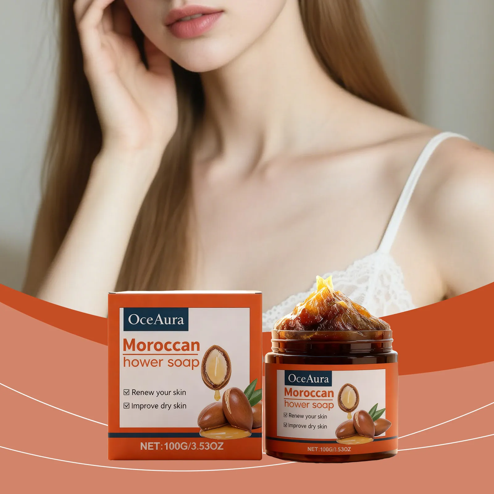 Pâte de Savon de Bain aux Fleurs Marocaines Oceaura pour les Soins du Corps Formule Nettoyante Hydratante pour une Peau Lisse Utilisation Quotidienne