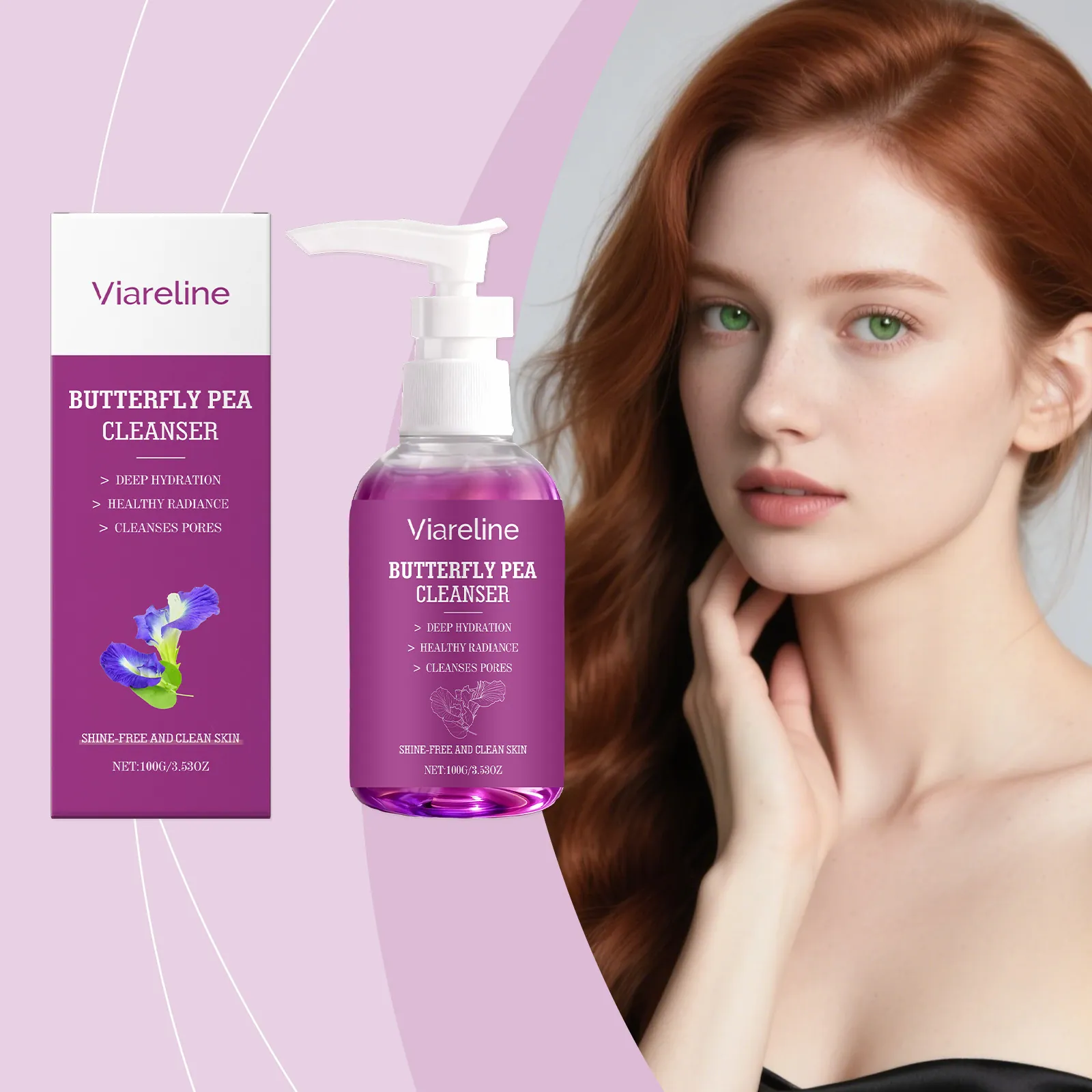 Καθαριστικό Προσώπου με Εκχύλισμα Butterfly Pea Βαθιά Ενυδάτωση Απαλός Καθαρισμός Πόρων Ενυδατικό Λαμπερό Πλύσιμο Προσώπου