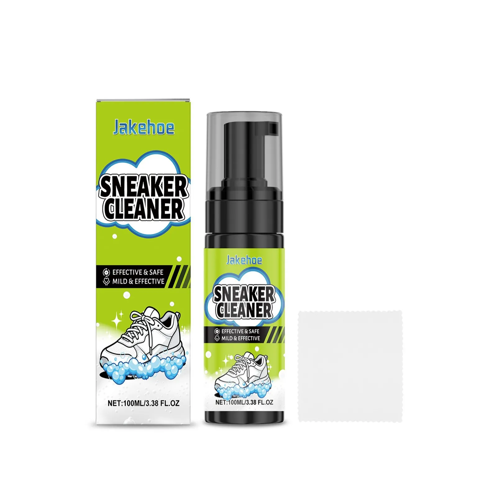 Jakehoe Sneaker Cleaning Kit Rinse-Free Foam Cleaner For White Shoes Stain Removal With Microfiber Towel Shoe Care Set