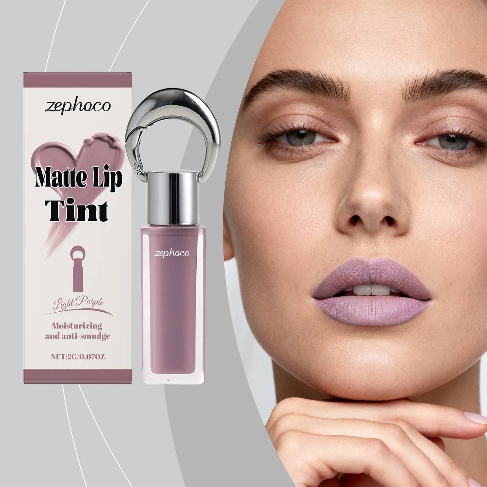 ZEPHOCO Teinte à Lèvres Violet Clair Mat Soyeux Fini Brume Longue Tenue Hydratant Rouge à Lèvres Liquide Imperméable Femme