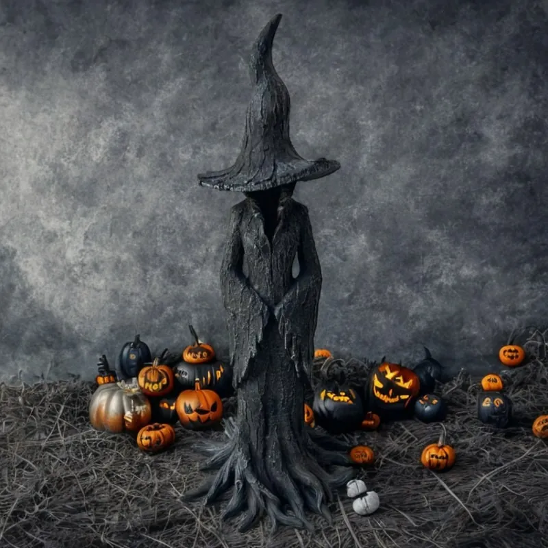 Halloween Gesichtslos Hexe Figur Kunstharz Statue Gruselig Gotisch Garten Ornament Amerikanischer Stil Garten Tischdeko Für Party
