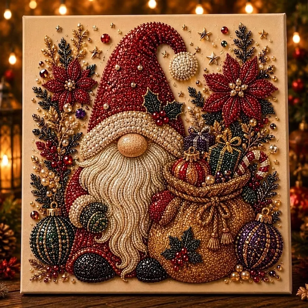 DIY Pittura d'Arte con Perle di Natale Decorazione con Ricamo di Perline 3D Fatta a Mano Con Cornice Dorata Per Decorazione Parete Festiva Regalo