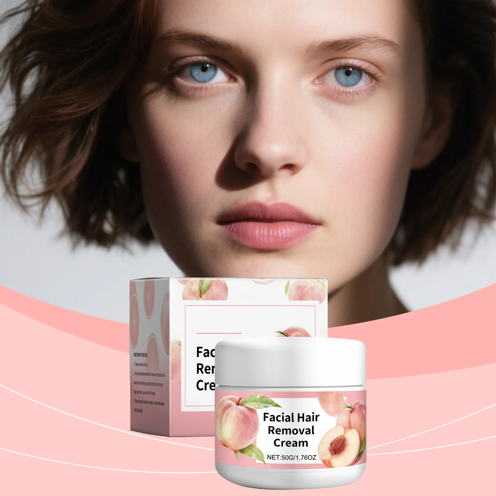 Gentle Peach Scented Facial Hair Removal Cream Smooth Lip Chin Hair Remover Skin Care Cream For Sensitive Face Skin