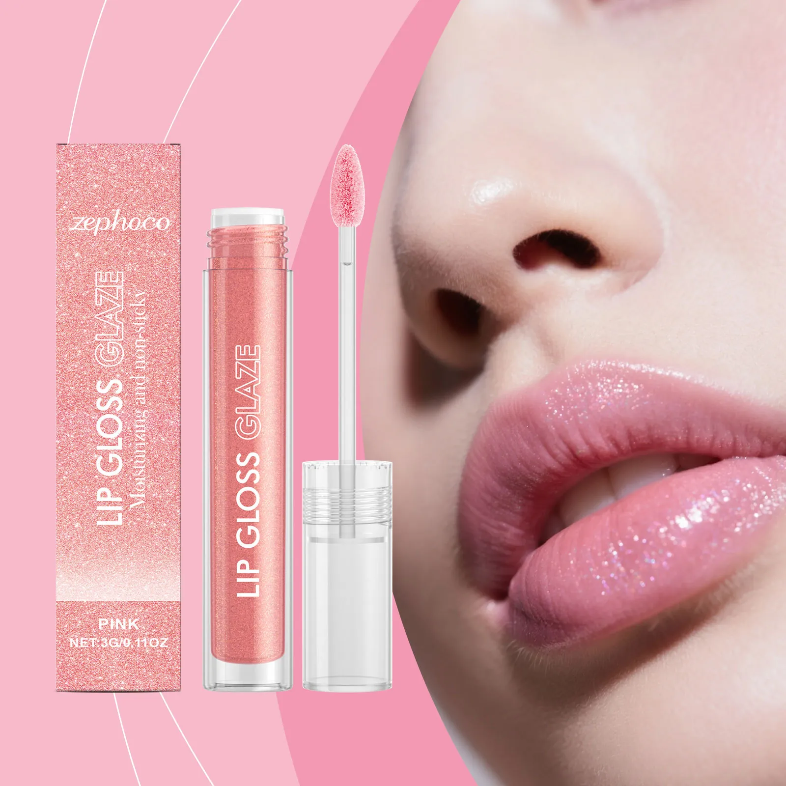 Brillant à Lèvres Hydratant Pailleté Haute Brillance Glace à Lèvres Non Collant Rouge à Lèvres Liquide Nourrissant Femme