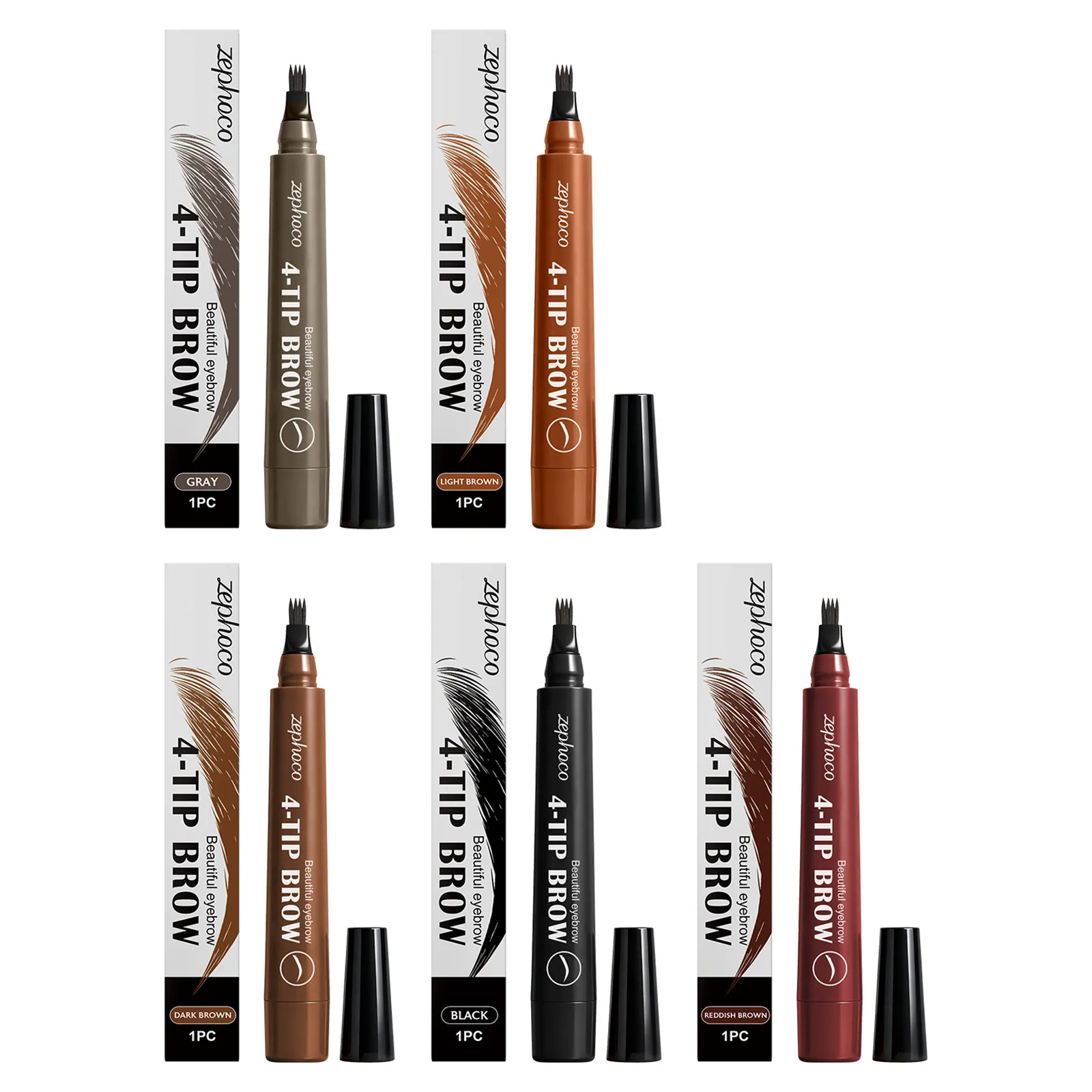 Crayon à Sourcils Naturel à 4 Pointes Zephoco Effet Microblading Liquide Imperméable Longue Tenue pour Maquillage Femme