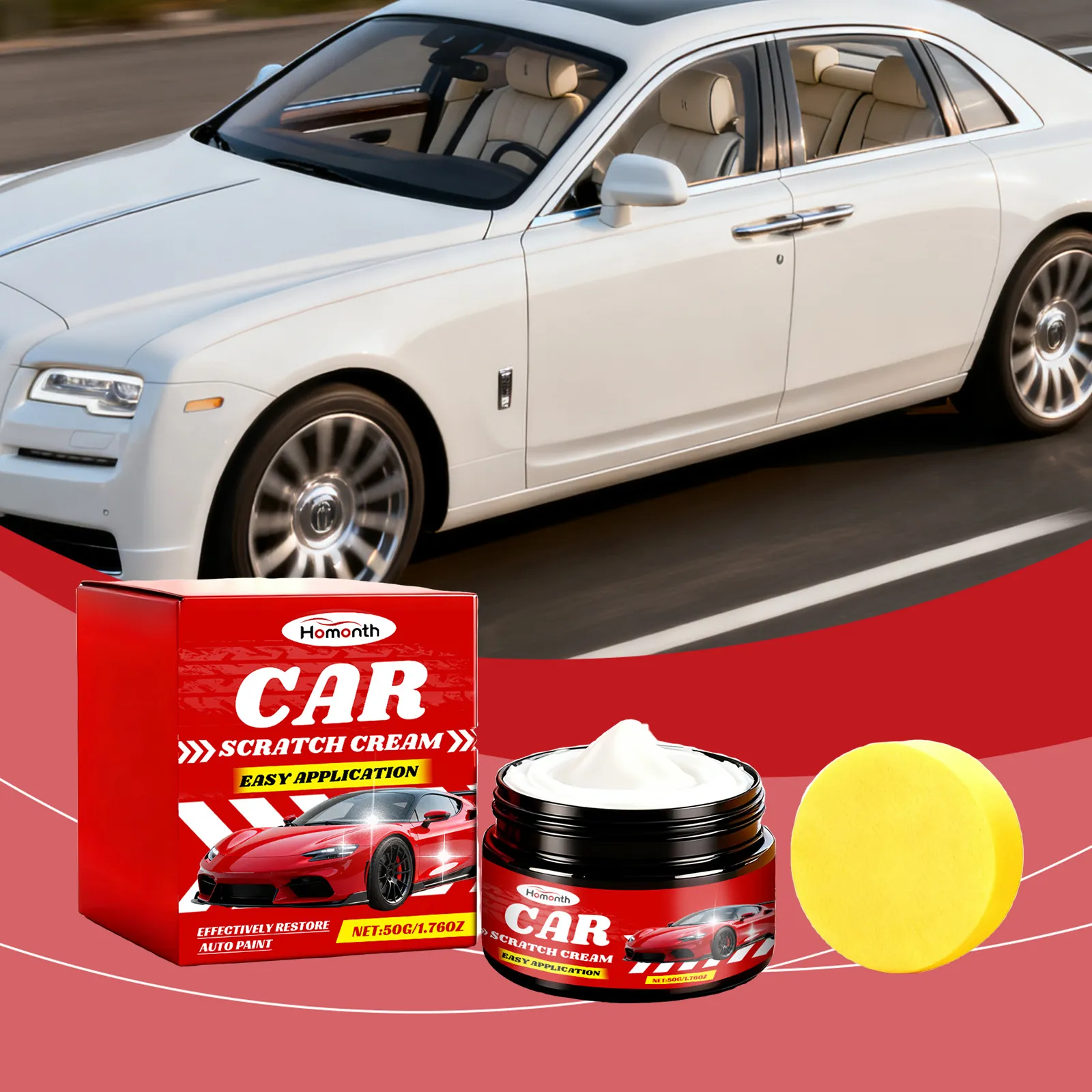 Homonth Crema Rimuovi Graffi Auto Rivestimento Nano Pasta per Lucidatura e Rinnovo Con Spugna per Riparazione e Pulizia Vernice Auto