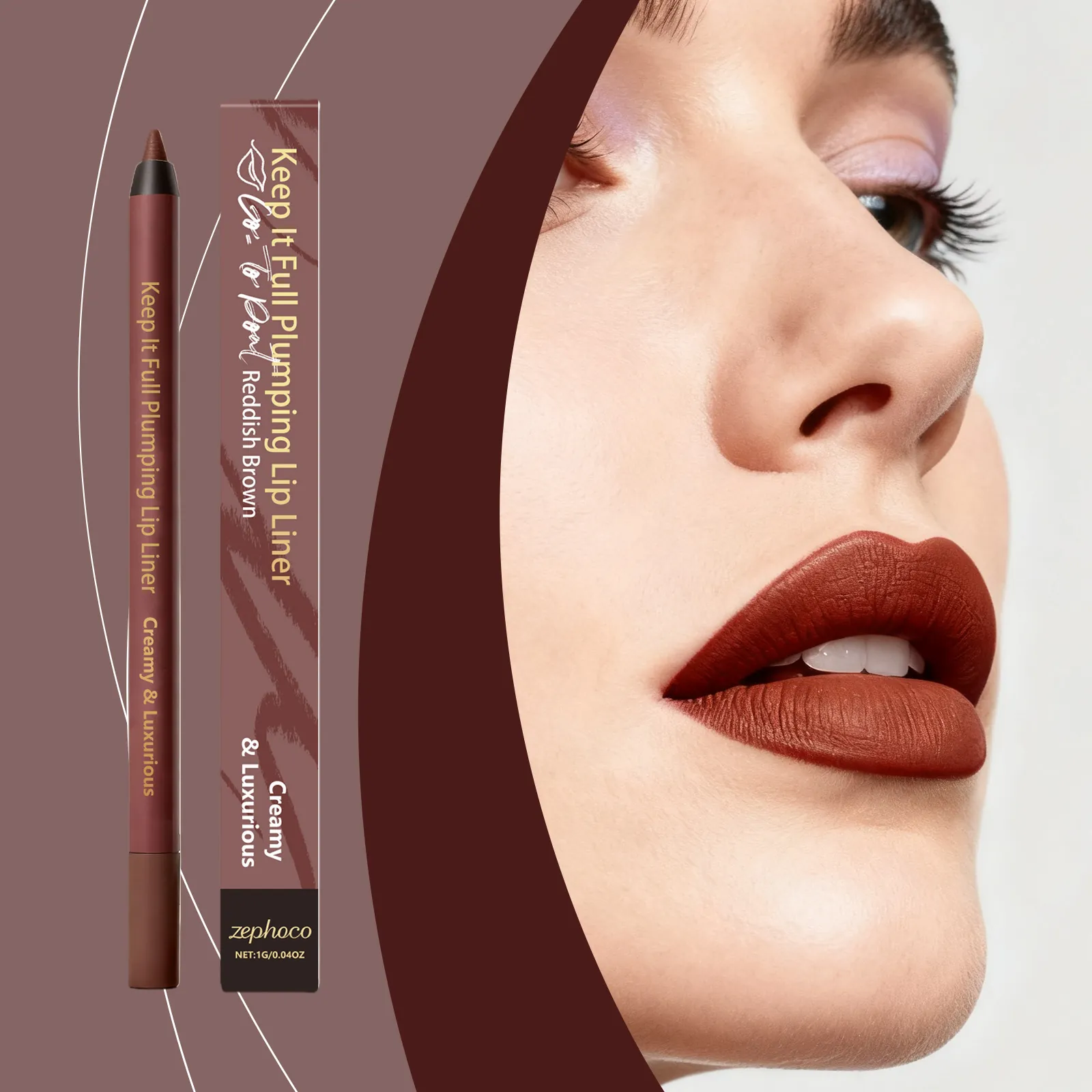 Zephoco Rotbraun Lippenkonturenstift Aufpolsternd Matt Natürlich Kontur Lippen Make-up Cremige Luxuriöse Textur Damen