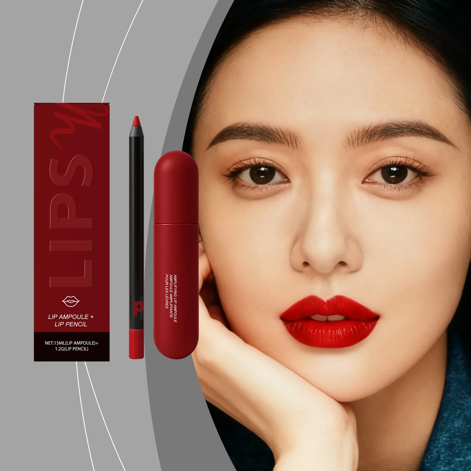 Matte Red Lip Gloss And Lip Liner Long Lasting Hydrating Lip Makeup Kit Lipsy Brand Ampoule For Women Daily Beauty Gift