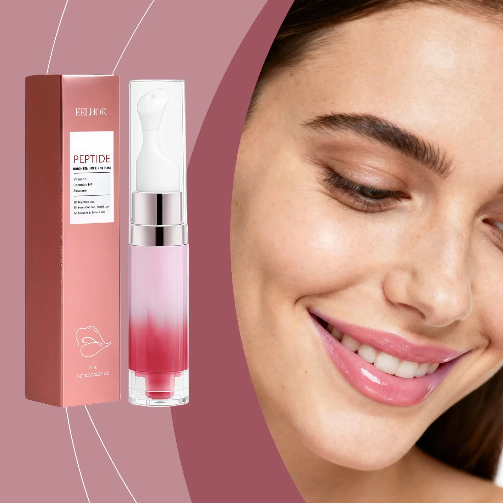 Siero Labbra Illuminante ai Peptidi Idratante Essenza Cura Labbra Con Vitamina C Ceramide Squalano per Labbra Lisce