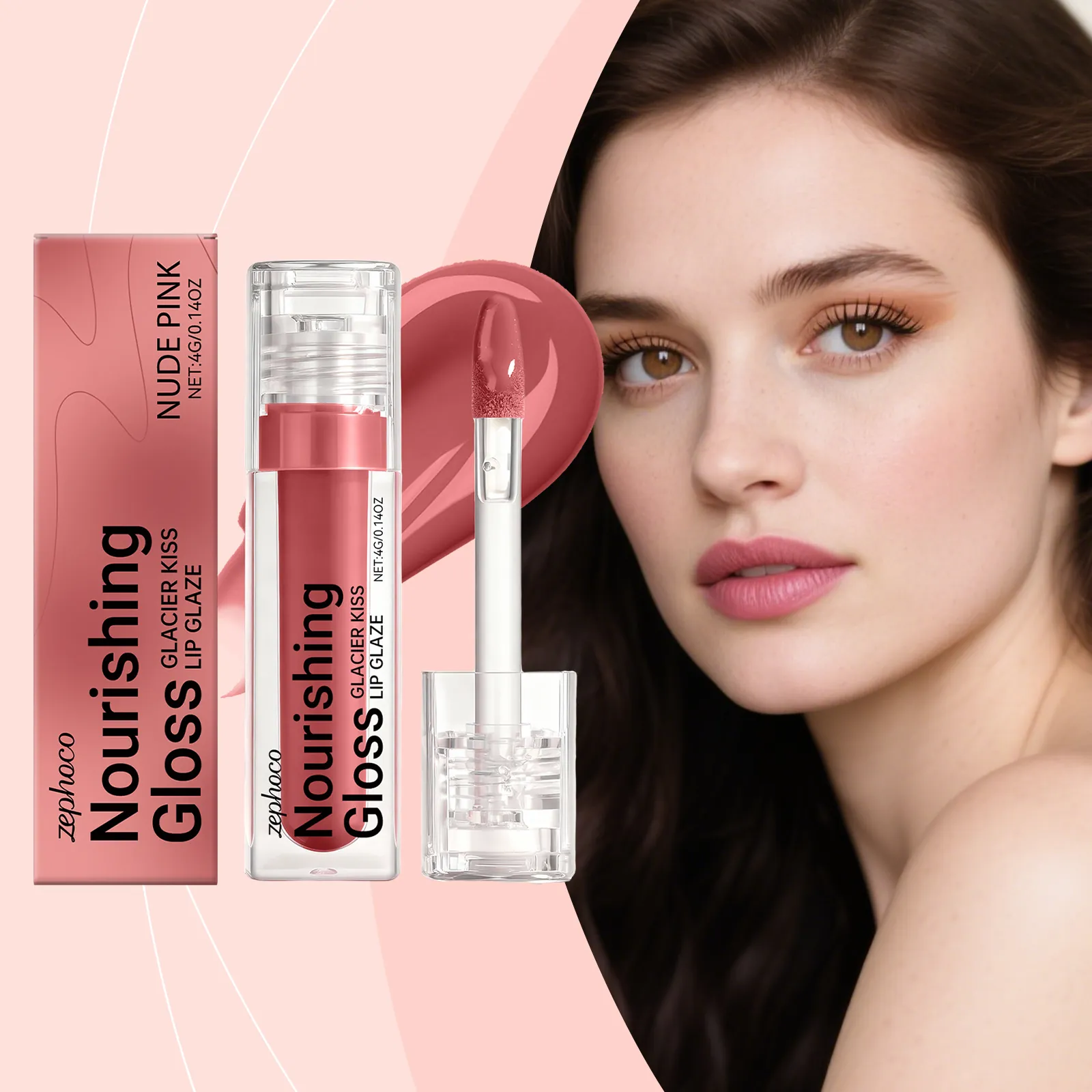 zephoco Nude Pink Lucidalabbra Idratante Rimpolpante a Lunga Durata Smalto per Labbra da Donna Trucco Quotidiano