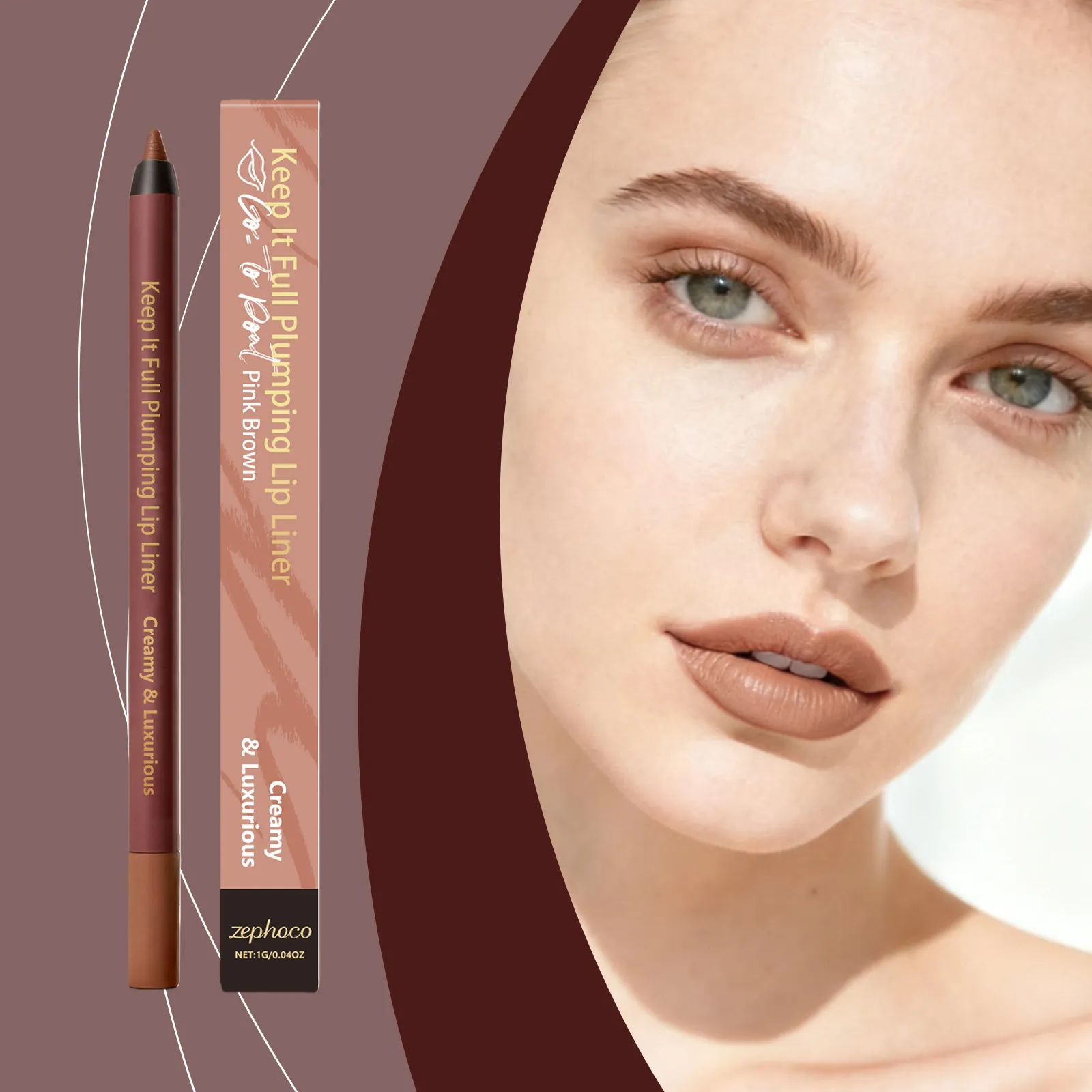 Rosa Braun Cremiger Plumping Lippenkonturenstift Natürlich Langanhaltender Wasserfester Lippenkonturenstift Mit Vitamin E