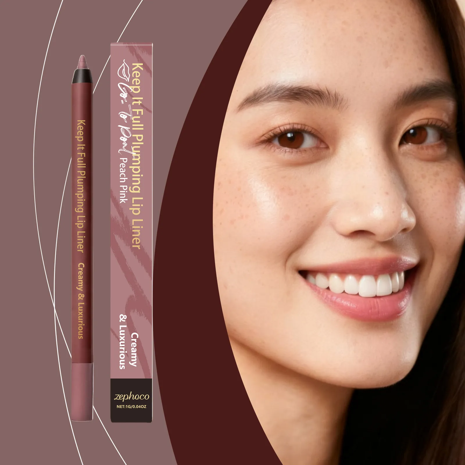 ZEPHOCO Crayon à Lèvres Repulpant Mat Lisse et Crémeux Contour des Lèvres Maquillage Naturel Longue Tenue pour Femmes 5 Nuances