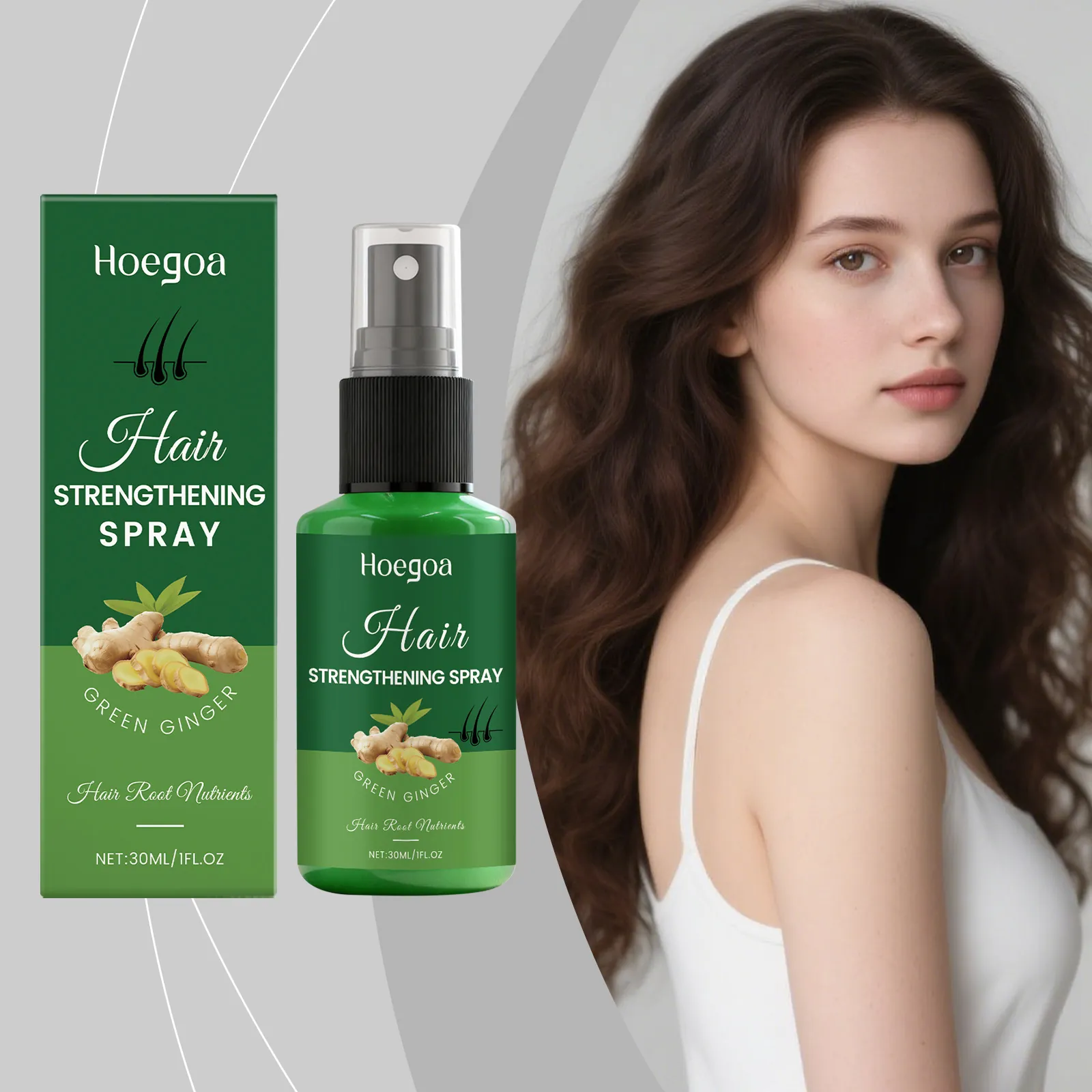 HOEGOA Ginger Hair Strengthening Spray Nourishing Scalp Essence Serum For Healthier Fuller Looking Hair Daily Use Hair Care Treatment