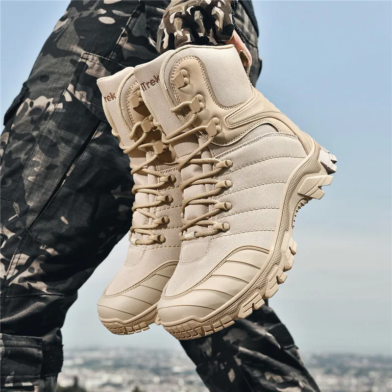 Stivali Tattici Outdoor da Uomo Tessuto Oxford Impermeabile Suola in Gomma Antiscivolo Scarpe da Trekking Traspiranti Stivali Militari