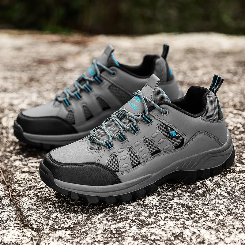 Herren Outdoor Wanderschuhe Atmungsaktiv Mesh Rutschfest Leicht Canvas Trekking Sneaker Robuste Gummisohle Bergsteigen Schuhwerk