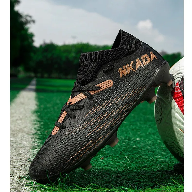 Professional Soccer Shoes For Men Women Fly-knit Breathable Training Cleats Turf Ground Non-slip Athletic Football Sneakers