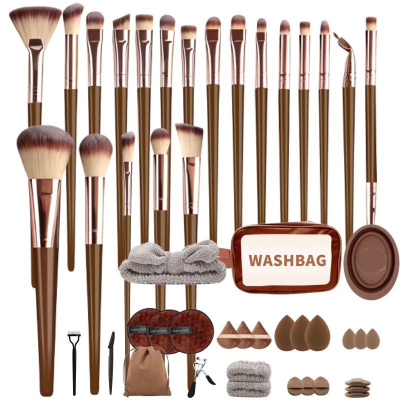 Ensemble de 48 Pinceaux de Maquillage Professionnels Kits d'Outils Cosmétiques en Fibre Synthétique Avec Sac de Rangement Pinceaux à Maquillage