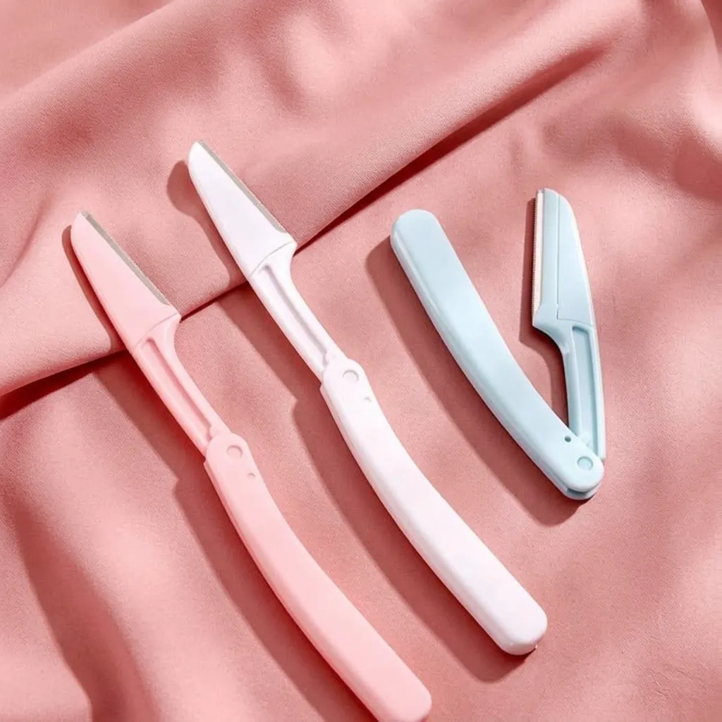 Juego de Navajas para Cejas Plegables Recortador de Cejas de Seguridad Profesional Con Protector Macro de Acero Inoxidable para Mujer Herramientas de Maquillaje