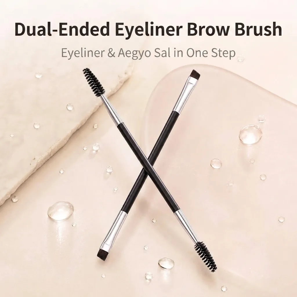 Dual-Ended Eyebrow Brush Angled Eyeliner Brush Synthetic Fiber Spoolie Professional Eye Makeup Tool Daily Beauty Brush