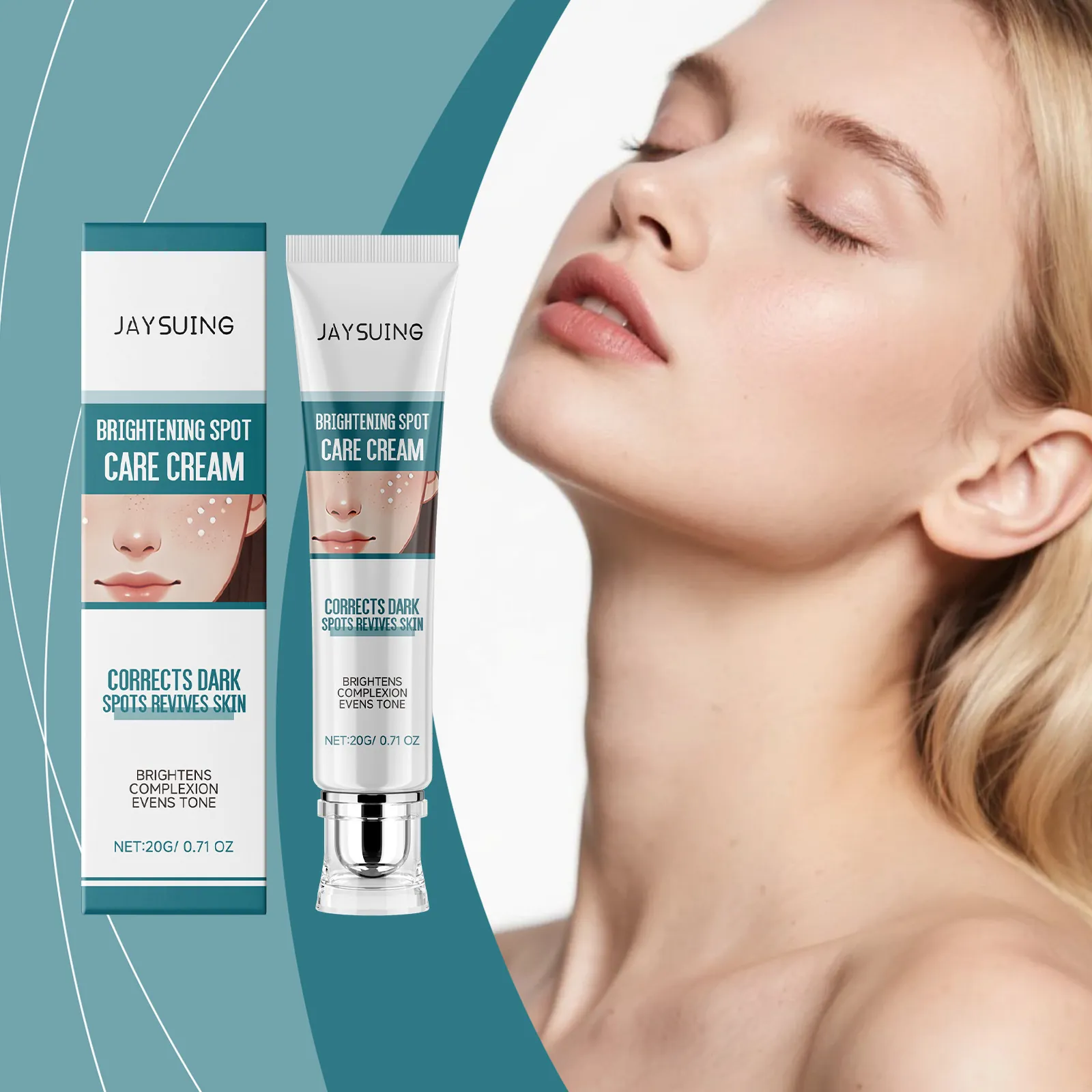 JAYSUING Crème de Soin Éclaircissante pour les Taches Niacinamide Hydratante Correcteur de Taches Brunes Crème Nourrissante Visage