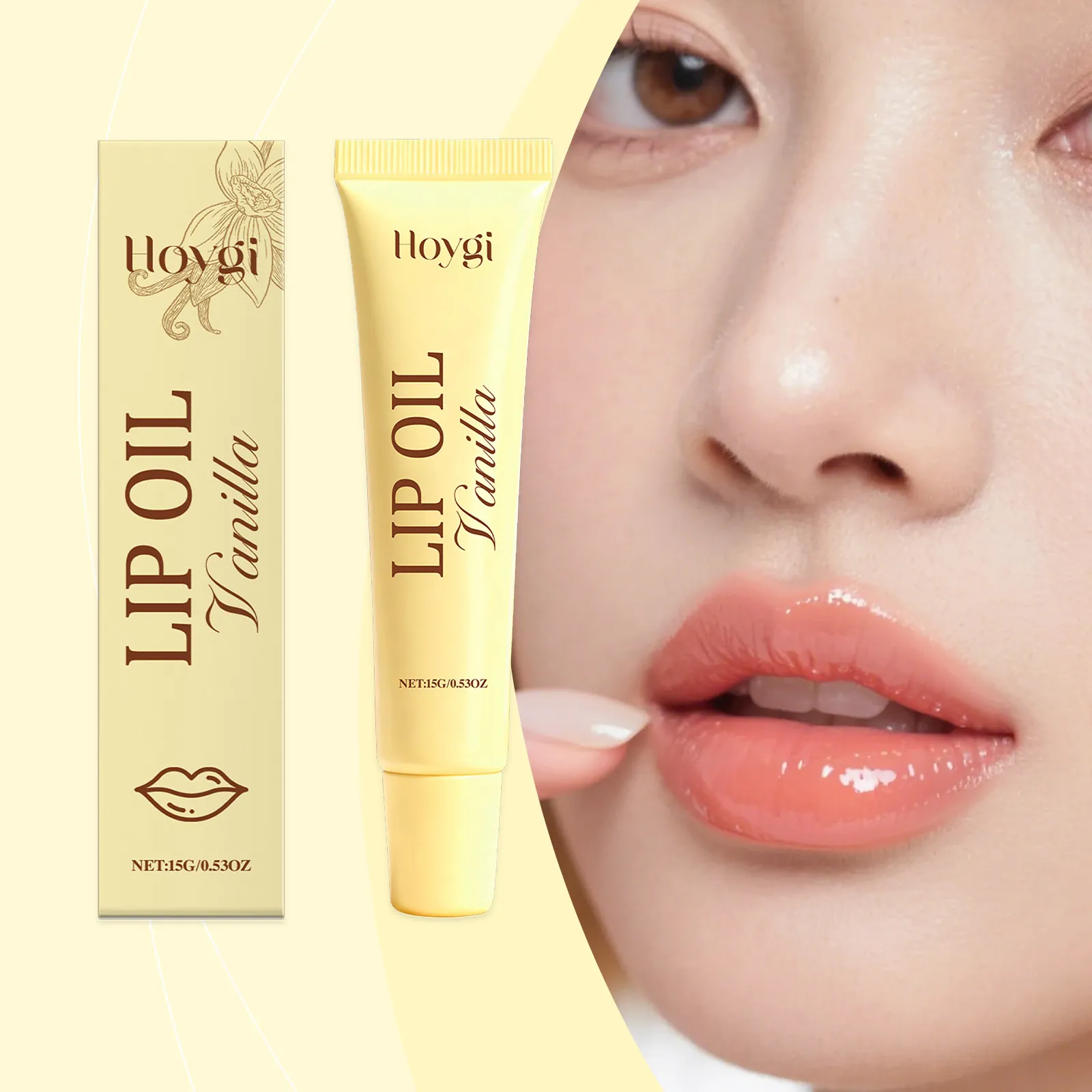 HOYGI Olio Labbra alla Vaniglia Idratante Nutriente Lucido Olio Lip Glow per Riparazione Labbra Secche Trattamento Labbra Quotidiano