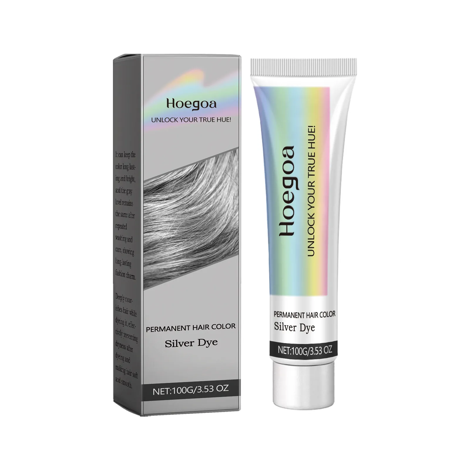 Hoegoa Silbergrau Permanente Haarfärbecreme Pflegende Pflanzliche Färbung Für Damen Herren Professionelle Haarpflege Styling