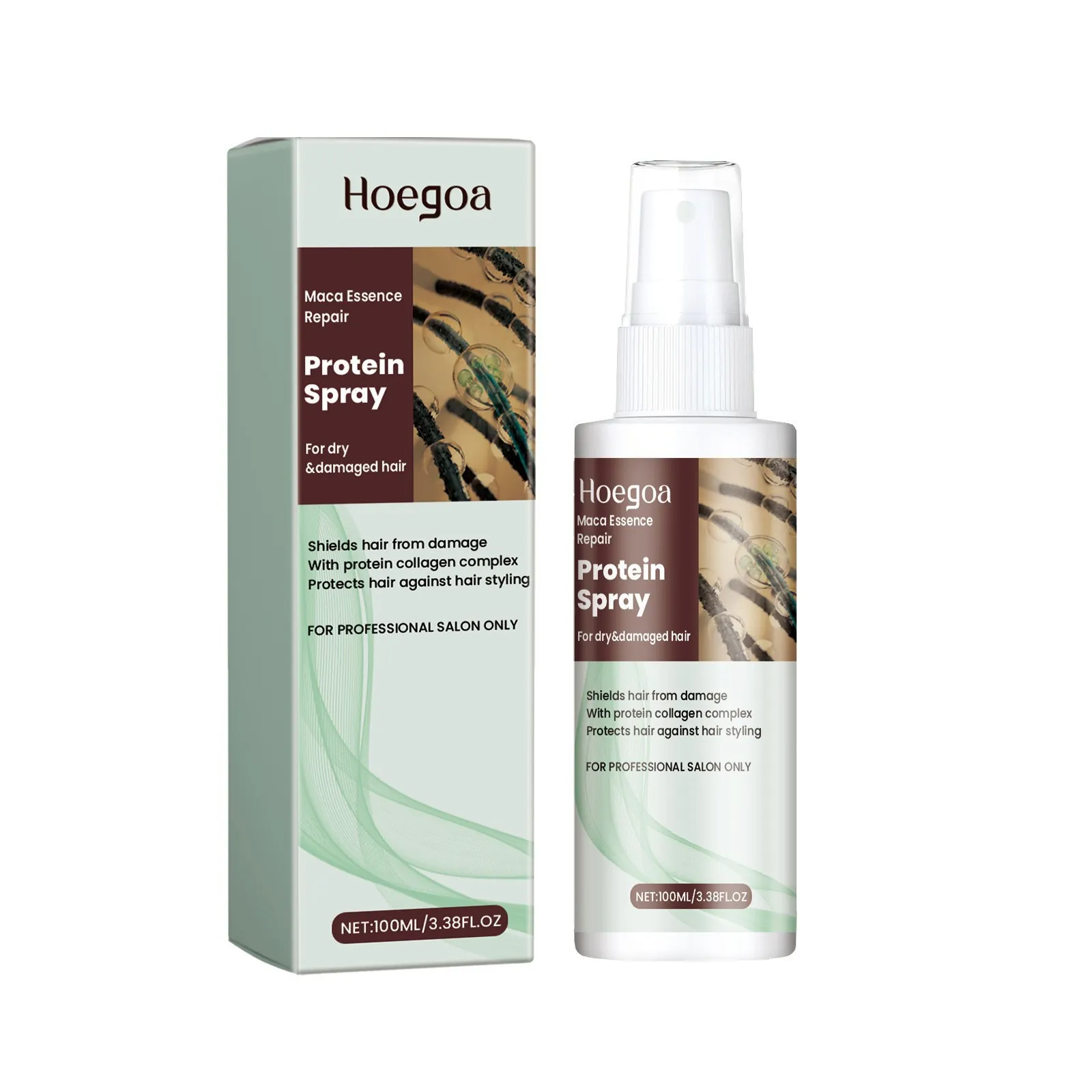 HOEGOA Maca Essence Hair Protein Spray And Nourishing Smoothing Hair Oil For Dry Damaged Hair Repair Treatment For Women Men