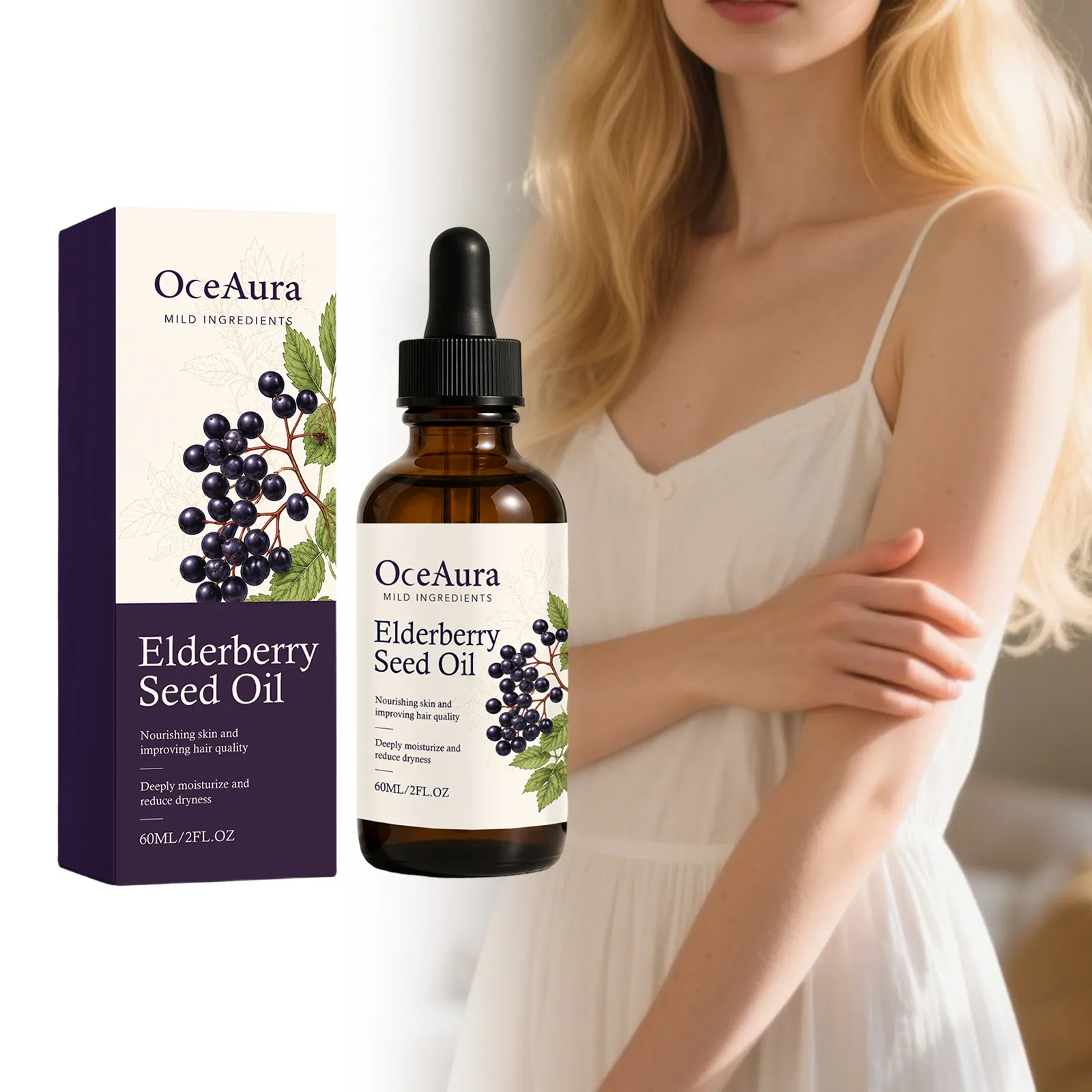 Oceaura Elderberry Seed Body Care Essential Oil Hydrating Nourishing Massage Oil For Skin And Hair Treatment Formula