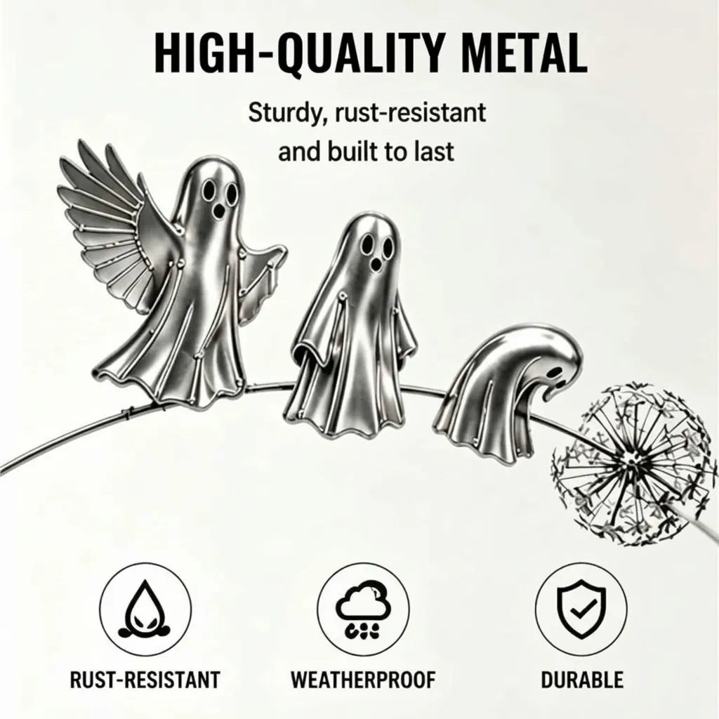Halloween Ghost Pumpkin Metal Garden Stakes Weatherproof Yard Signs Outdoor Lawn Path Decorative Ground Plugs Halloween Decor