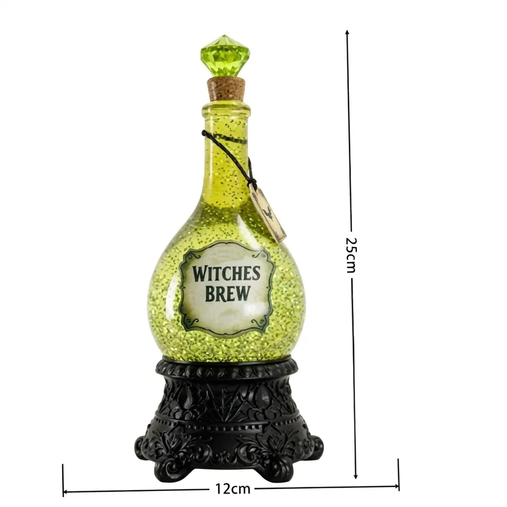 Halloween Resin Witches Brew Bottle Decoration Glowing Green Liquid Light Up Table Ornament For Home Party Resin Craft Gift